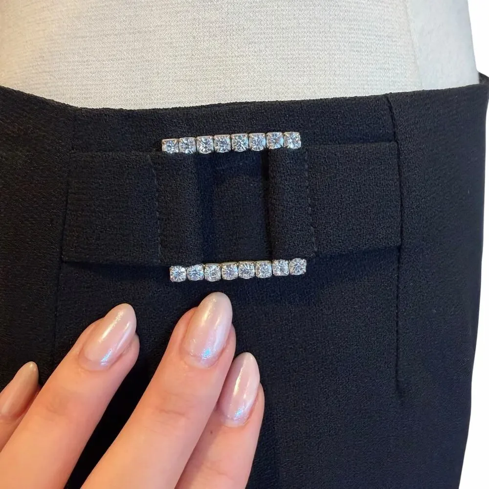 Vintage Y2K Bebe Black Rhinestone Buckle Low Rise Mini Skirt Size 4